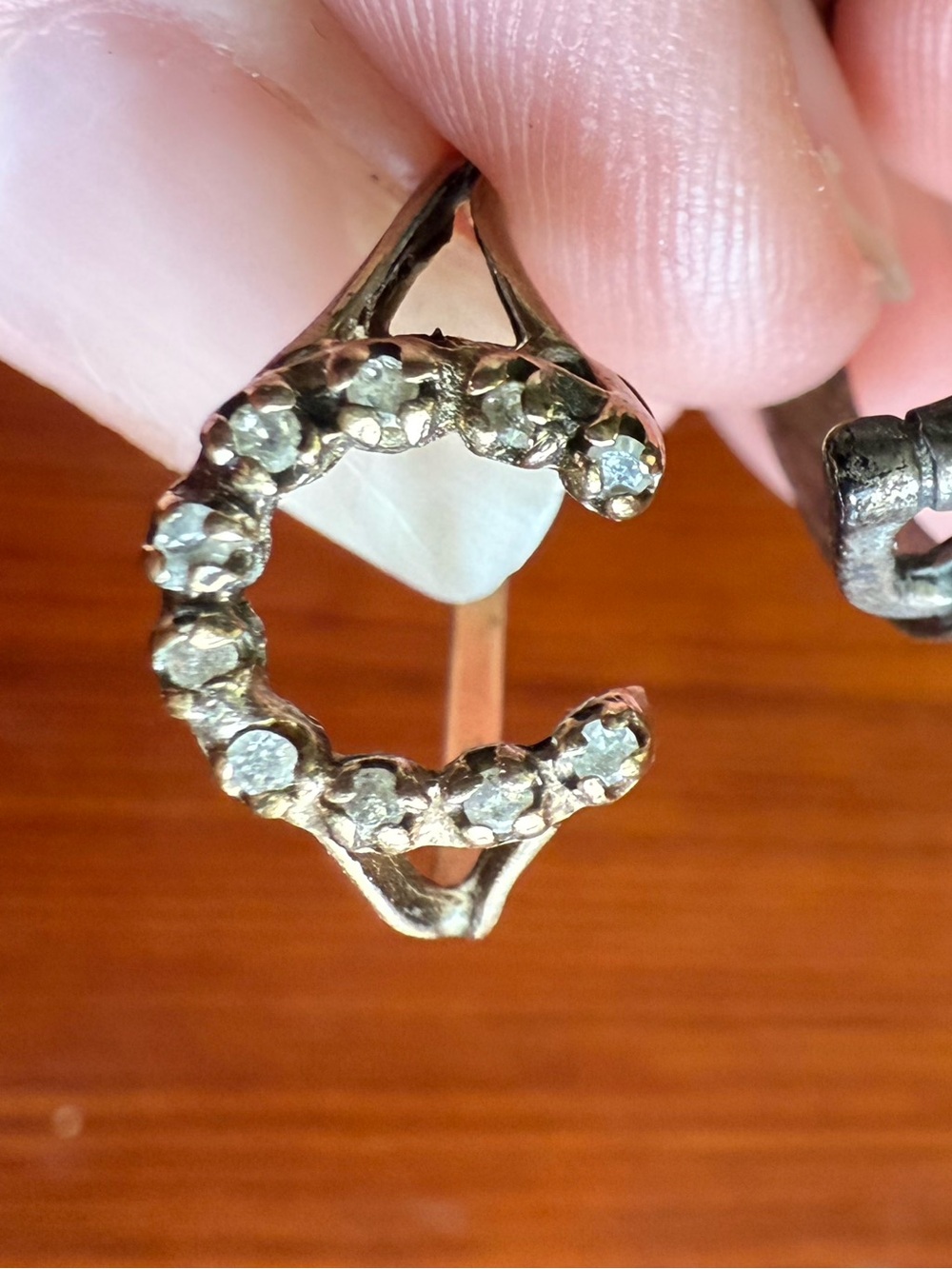 Gold and diamond horseshoe ring, 18K gold ring with 10 diamonds